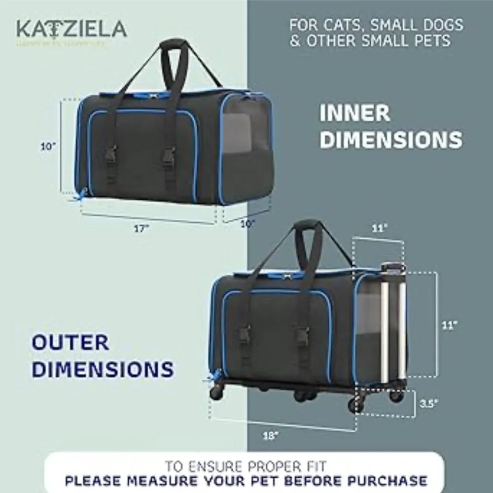 Katziela Luxury Rider Pet Carrier with Removable Wheels Double Telescopic Handle - Picture 2 of 15